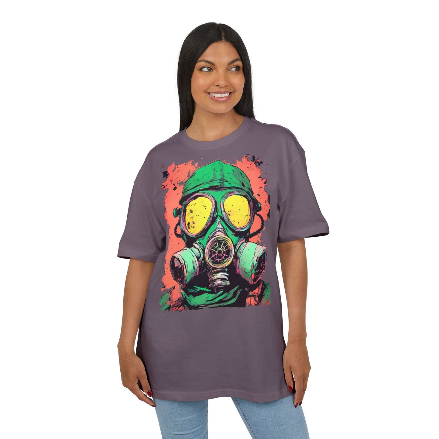 Retro Gas Mask Unisex Heavy Oversize Tee, Streetwear T-Shirt, Unique Graphic Tee, Festival Fashion, Cool Casual Wear