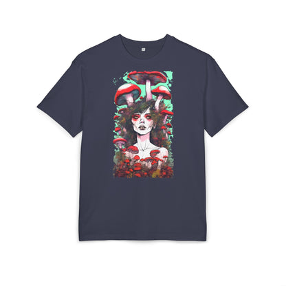 Mystical Mushroom Art Oversize Tee | Unisex Heavy Tee, Boho Style Shirt, Nature Lover Gift, Festival Wear, Graphic Tee, Eco-Friendly Fashion