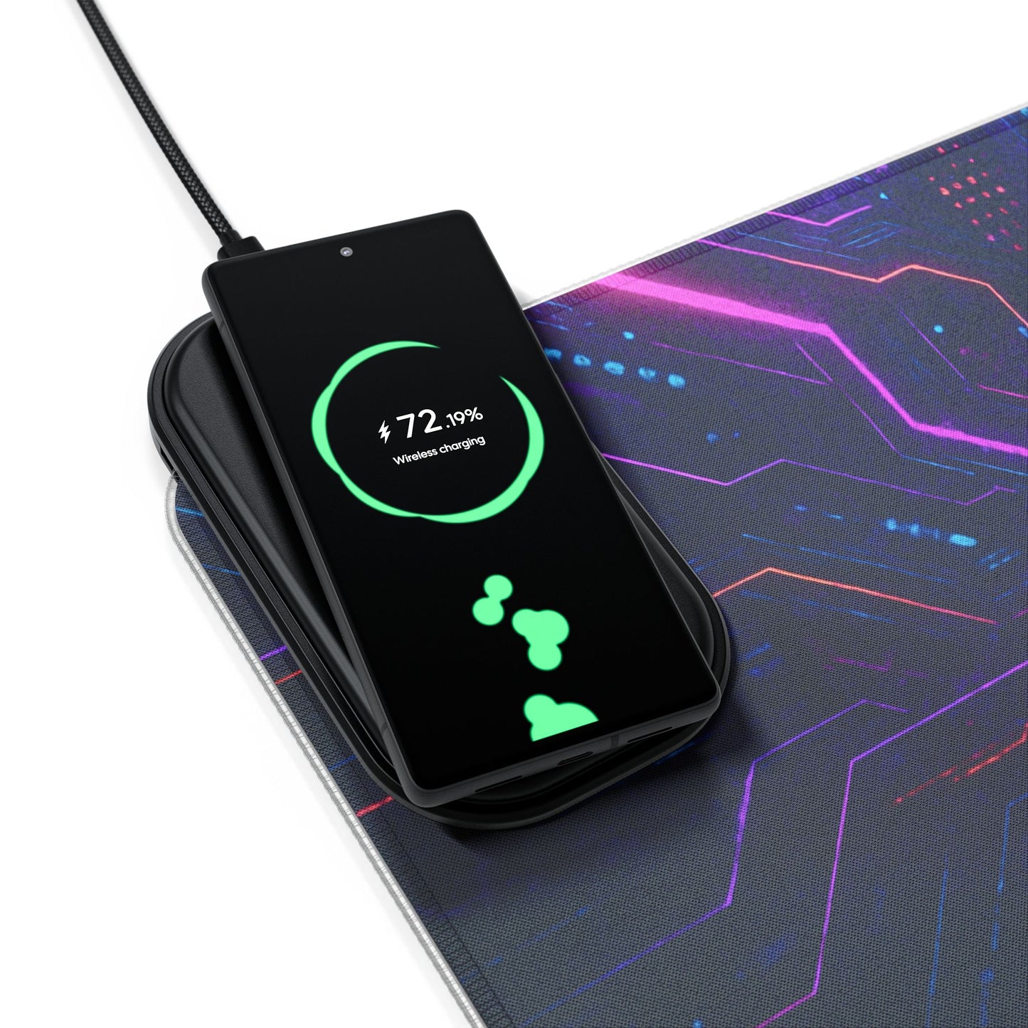 LED Gaming Mouse Pad with Wireless Charging - Futuristic Tech Design, Gamer Accessories, Desk Decor, Birthday Gifts, Game Night Essentials