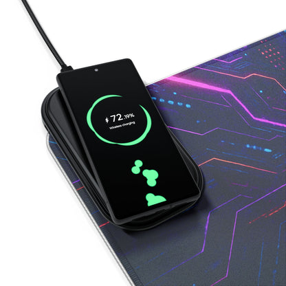LED Gaming Mouse Pad with Wireless Charging - Futuristic Tech Design, Gamer Accessories, Desk Decor, Birthday Gifts, Game Night Essentials