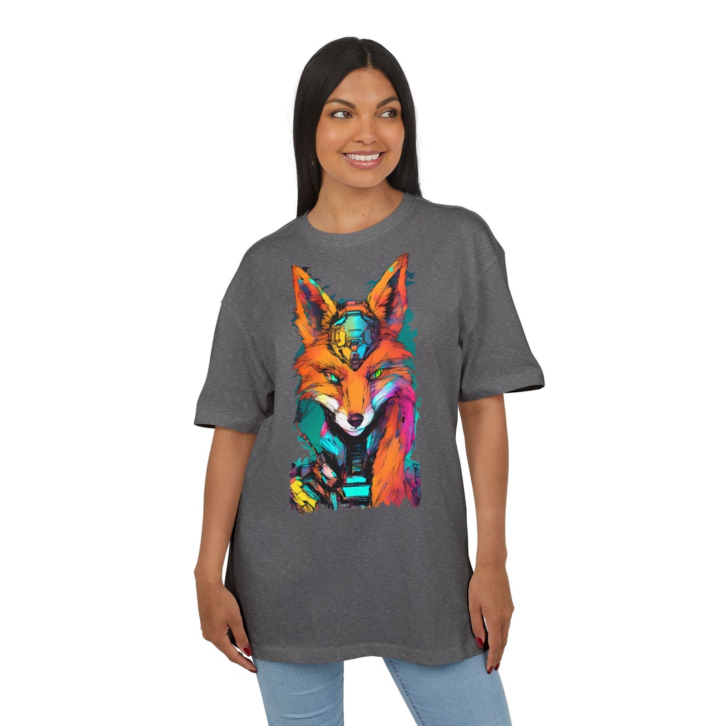 Vibrant Fox Graphic Oversized Tee, Unisex Streetwear Shirt, Unique Gift for Animal Lovers, Casual Wear, Colorful Art Tee