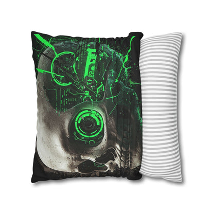 Futuristic Skull Pillowcase - Edgy Home Decor, Gothic Accessories, Cyberpunk Living Room, Halloween Decorations, Unique Gift Idea