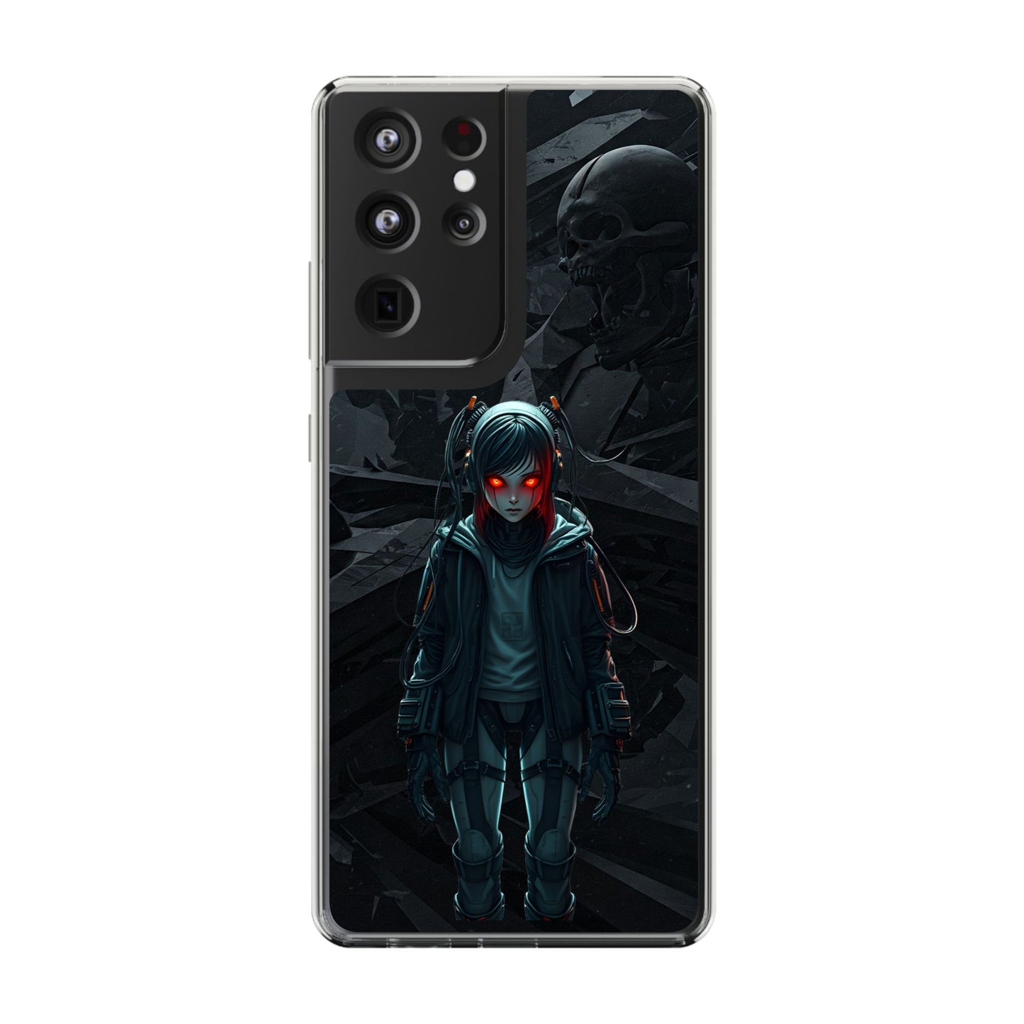 Futuristic Clear Phone Case with Cyberpunk Design - Edgy and Stylish