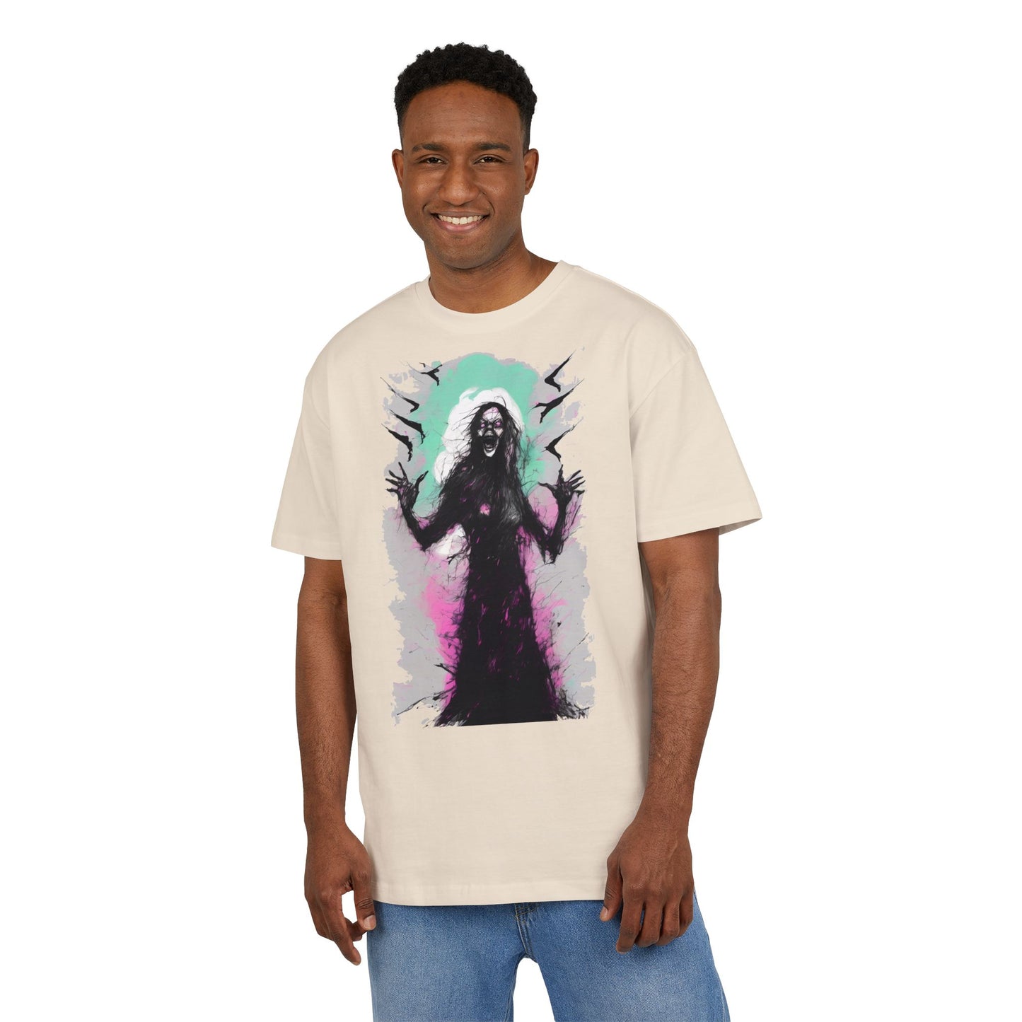 Spooky Witch Oversize Tee - Halloween Shirt, Graphic Tee for Festivals, Trendy Streetwear, Gift for Witch Lovers, Unisex Apparel