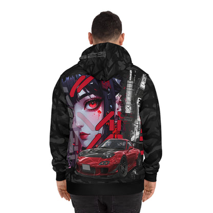 Urban Streetwear Hoodie, Trendy Graphic Sweatshirt, Edgy Cosplay Apparel, Anime-Inspired Fashion, Gift for Car Enthusiasts