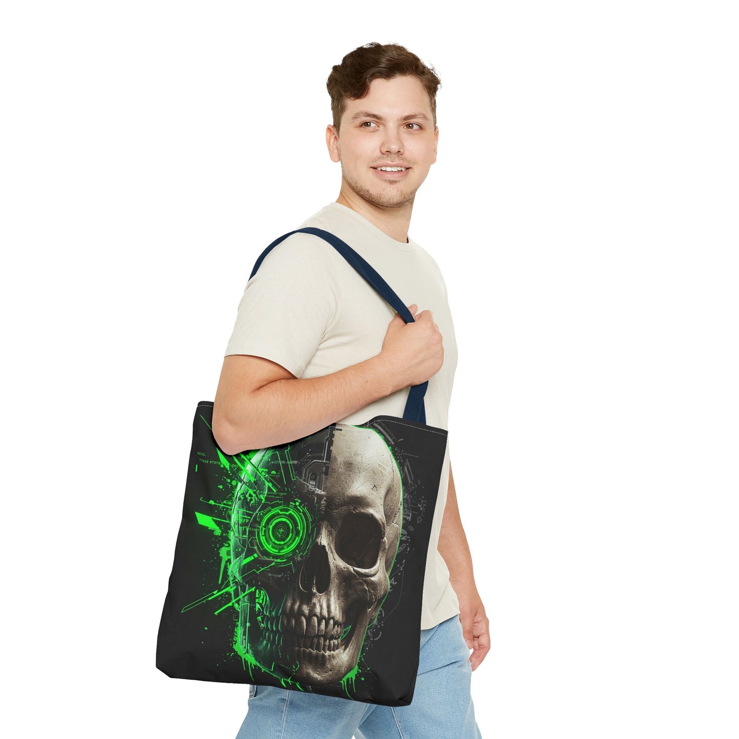 Edgy Skull Print Tote Bag | Perfect for Gamers, Halloween, and Festivals | Stylish Reusable Bag, Fashion Tote, Unique Gift