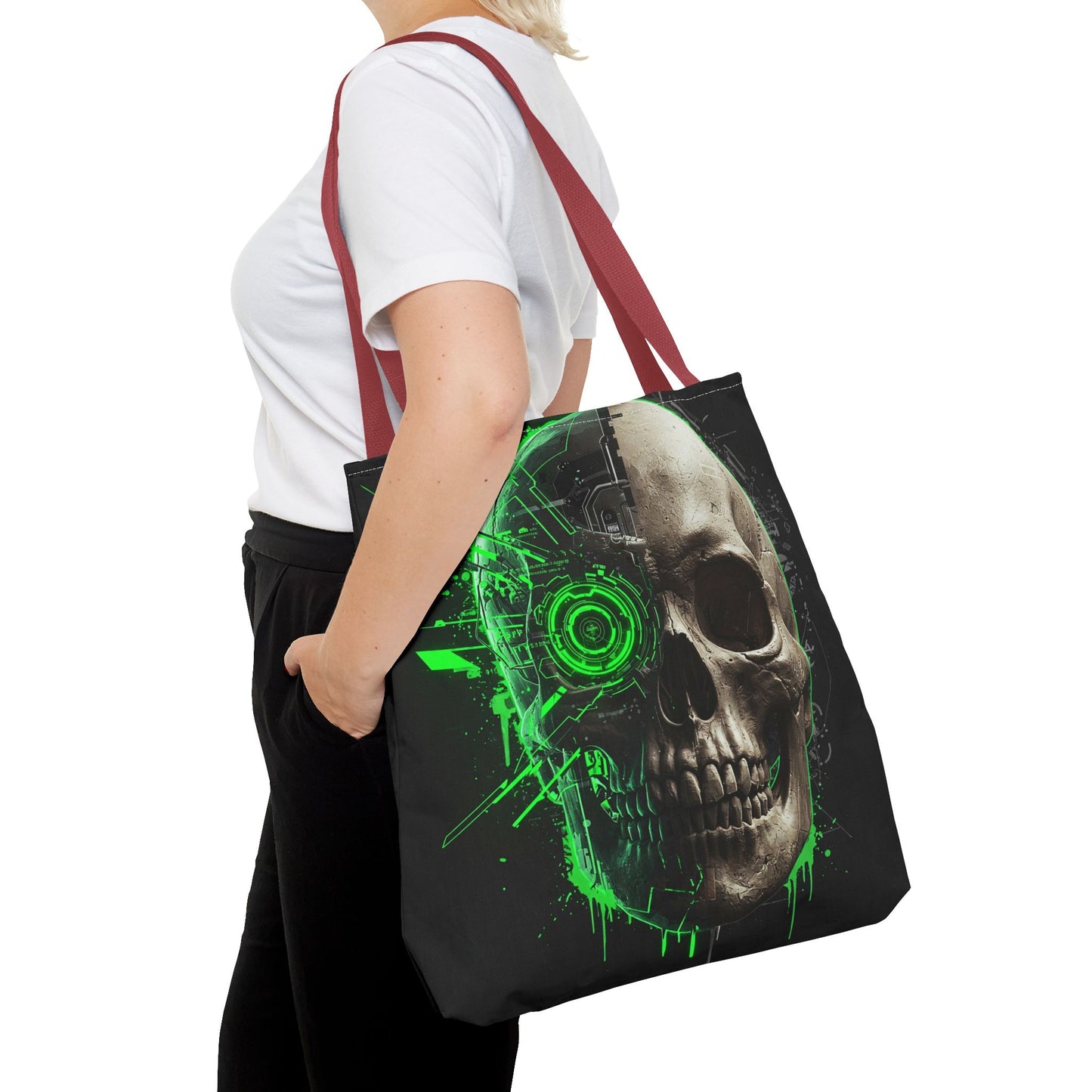 Edgy Skull Print Tote Bag | Perfect for Gamers, Halloween, and Festivals | Stylish Reusable Bag, Fashion Tote, Unique Gift