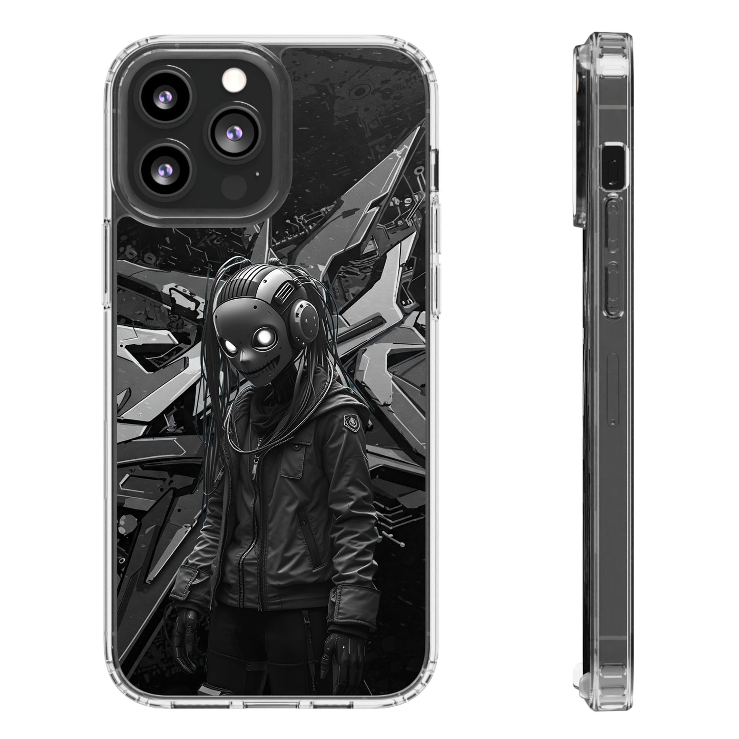 Anime-Inspired Clear Phone Case - Edgy Streetwear Style