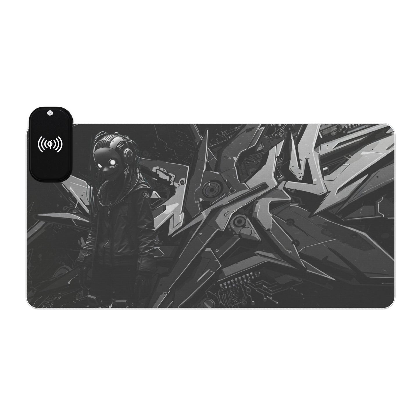 LED Gaming Mouse Pad with Wireless Charging - Cyberpunk Design, Perfect for Gamers