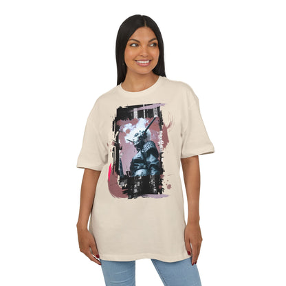 Unisex Heavy Oversize Tee featuring Samurai Art, Streetwear Graphic Tee, Gift for Him/Her, Casual Wear, Anime Inspired Fashion