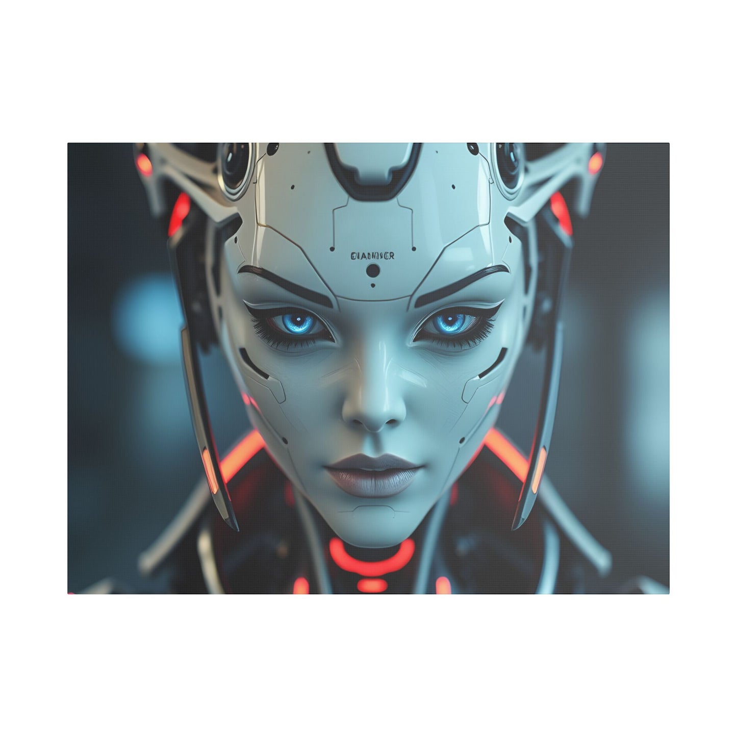 Futuristic Canvas Art Print, Digital Wall Decor, Modern Home Art, Unique Gift for Tech Lovers, Robotic Aesthetic