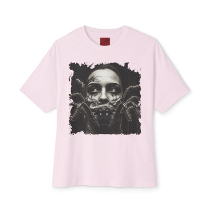 Eerie Spider Graphic Unisex Boxy Tee, Creepy Shirt for Halloween, Casual Wear, Street Fashion, Unique Gift for Spooky Season