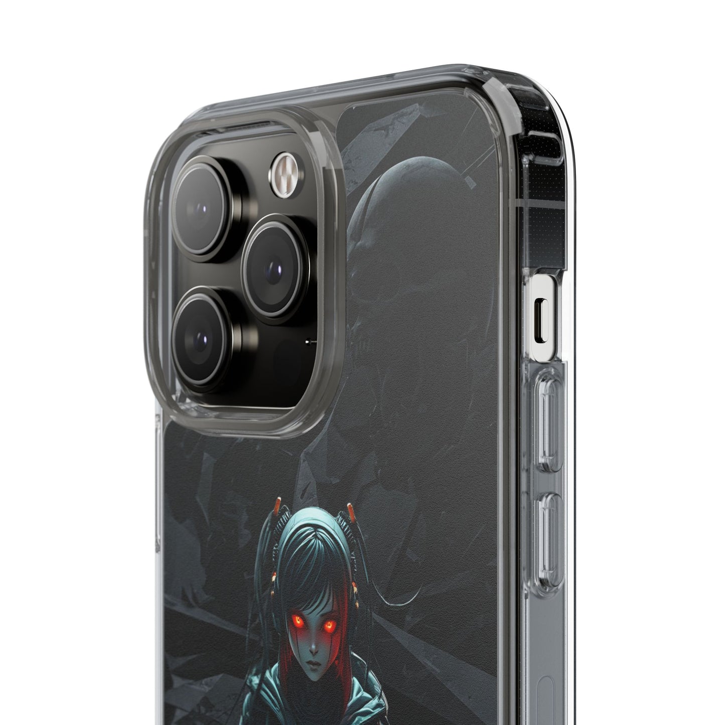 Futuristic Clear Phone Case with Cyberpunk Design - Edgy and Stylish