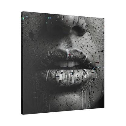 Gothic Lips Art Canvas, Digital Art Print, Unique Home Decor, Contemporary Wall Art, Cyberpunk Aesthetic, Perfect Gift