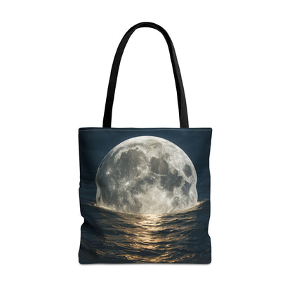 Moonlit Ocean Tote Bag - Night Sky, Beach, Stylish, Eco-Friendly, Great Gift for Friends, Perfect for Travel, Shopping