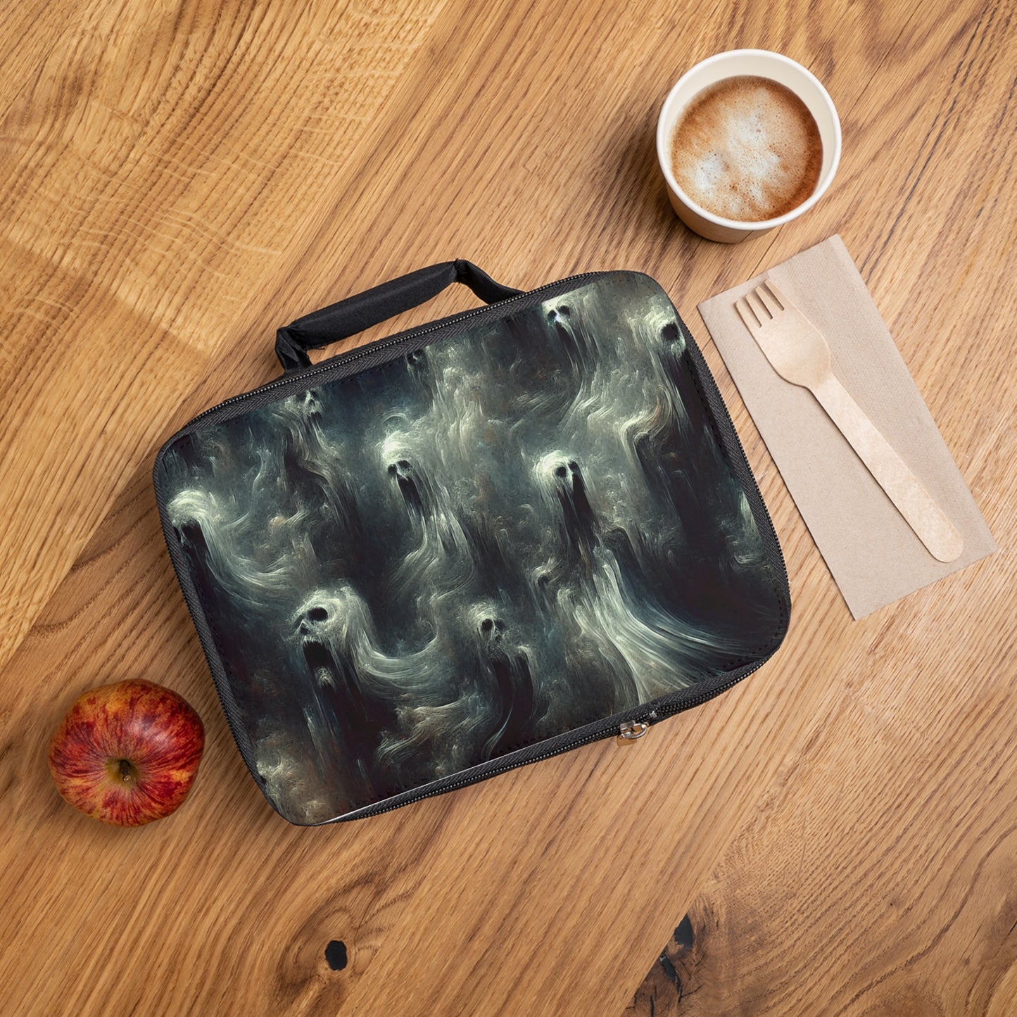 Eerie Design Lunch Bag | Unique Ghost Art | Fun Picnic Tote | Gift for Halloween, School, Work, Travel