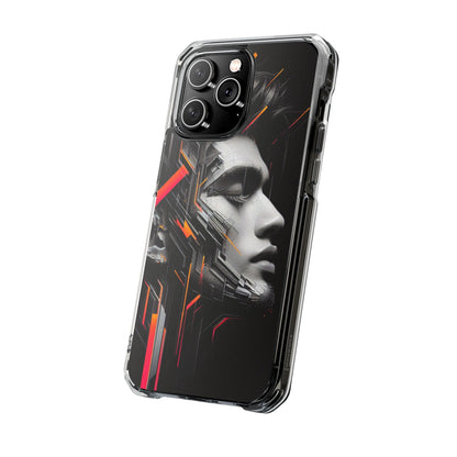 Magnetic Clear Impact Cases with Abstract Graphic, Stylish Phone Protection, Modern Gift for Tech Lovers, Unique Case