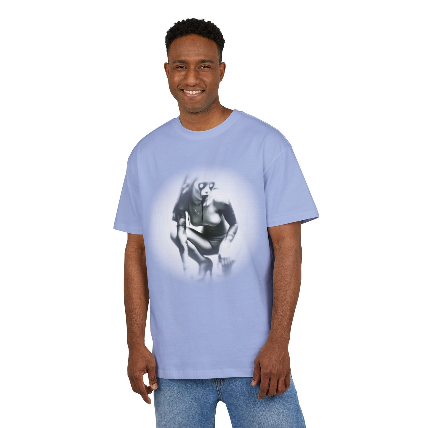 Stylish Unisex Heavy Oversize Tee with Artistic Graphic - Horror Design
