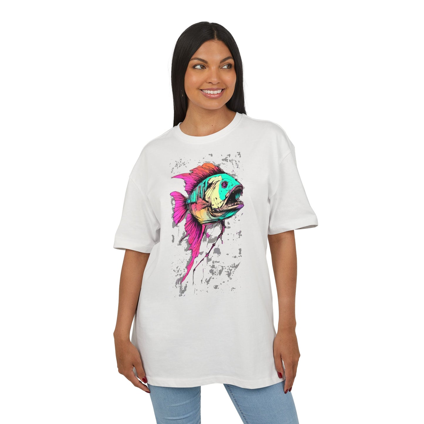 Vibrant Fish Graphic Tee for Casual Style, Summer Wear, Beach Vibes, Gift for Fishing Enthusiasts, Unique Unisex Heavy Oversize Tee