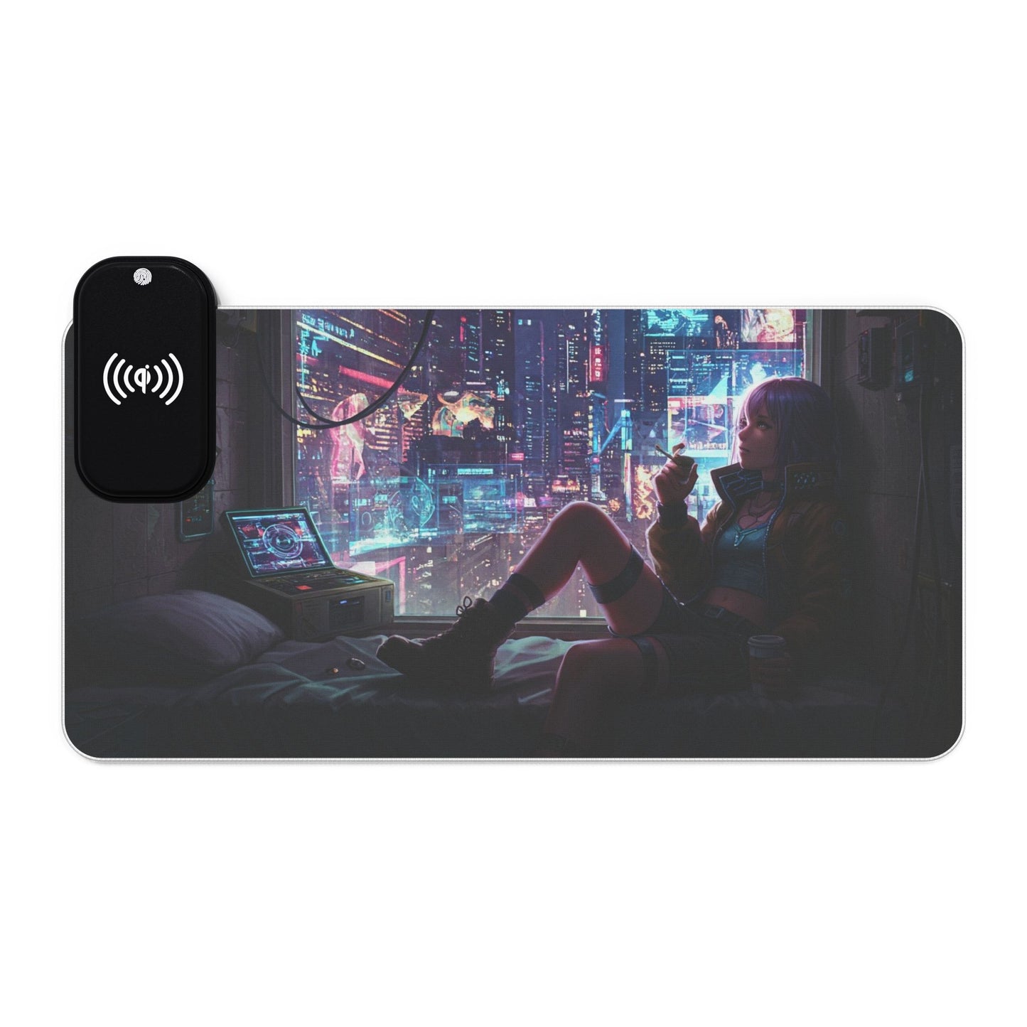 LED Gaming Mouse Pad with Wireless Charging - Futuristic Gamer Desk Accessory, RGB Desk Mat, Gaming Setup Decor, Perfect for Gifts