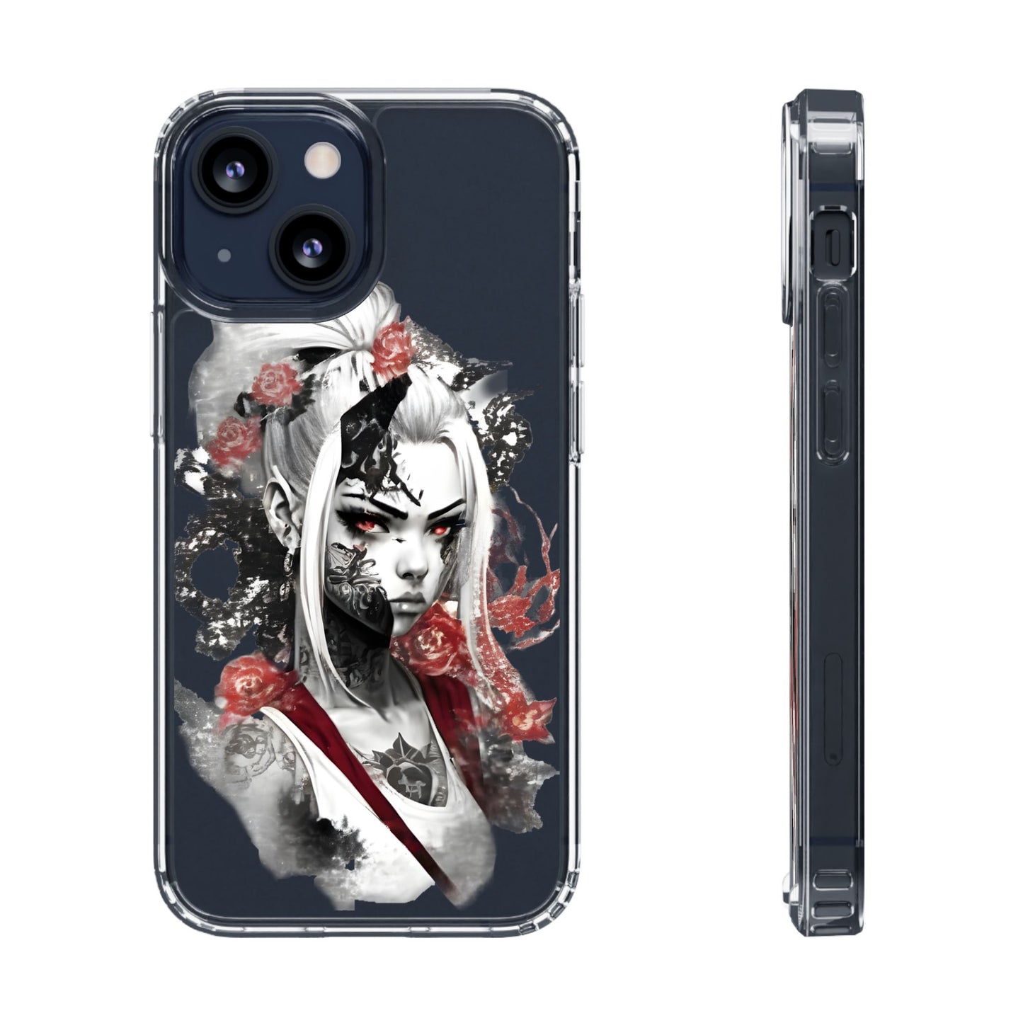 Artistic Clear Phone Case with Floral Design