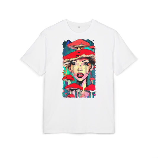 Colorful Art Tee, Unisex Heavy Oversize Tee with Mushroom Design, Casual Wear, Graphic Shirt, Gift for Art Lovers, Streetwear Style