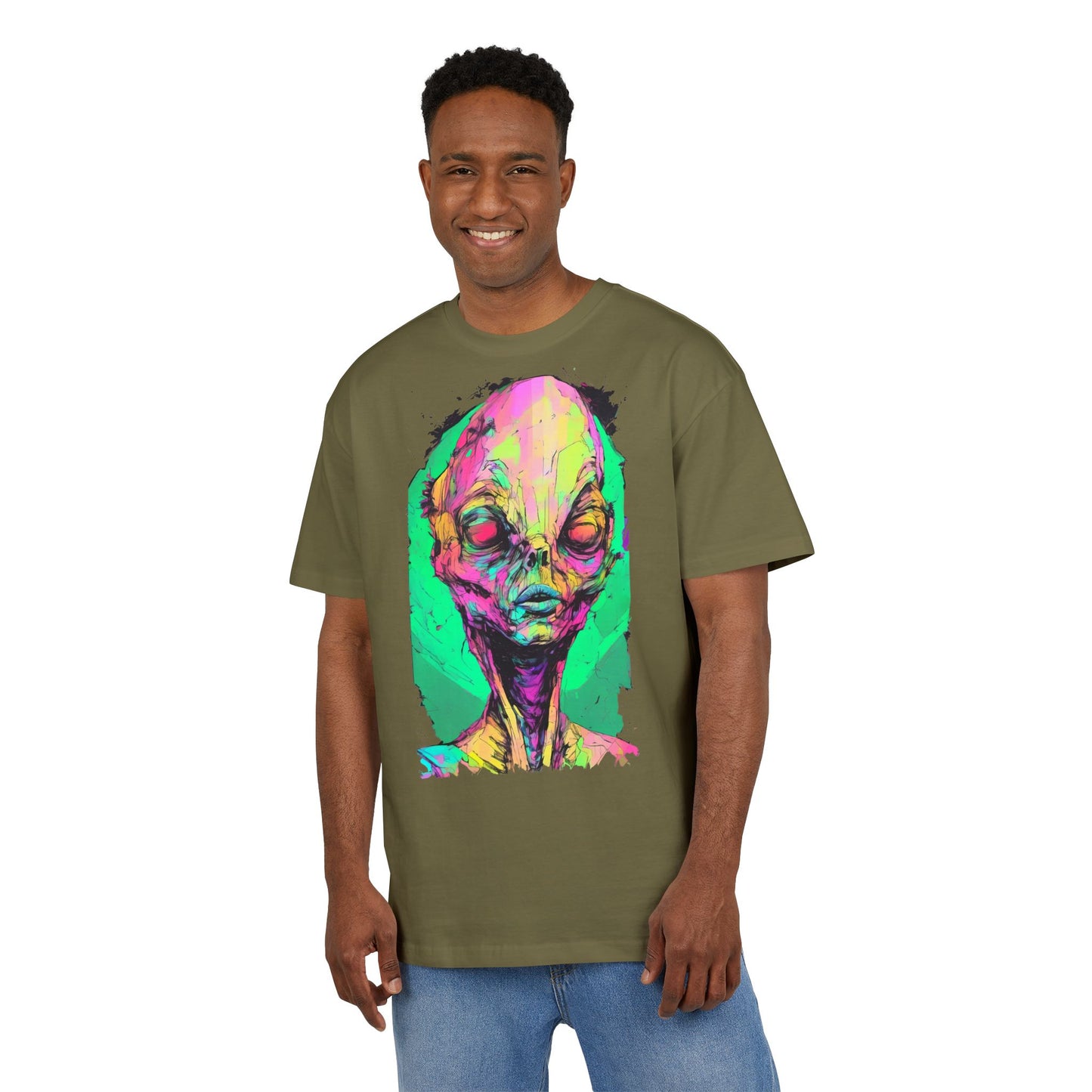 Alien Art Oversize Tee, Graphic Tee, Unisex T-Shirt, Casual Wear, Unique Gift for Sci-Fi Lovers