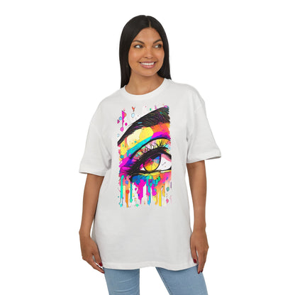 Vibrant Eye Art Oversized Tee, Unisex Heavy Tee for Creative Souls, Art Lovers Gift, Colorful Graphic Shirt, Festival Attire