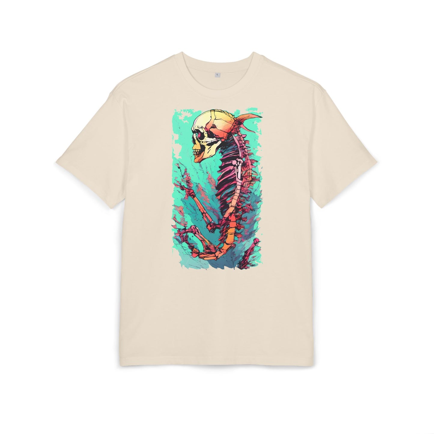 Colorful Skeleton Art Unisex Heavy Oversize Tee | Graphic Tee, Skeleton Shirt, Artsy Gift, Halloween Apparel, Trendy Streetwear