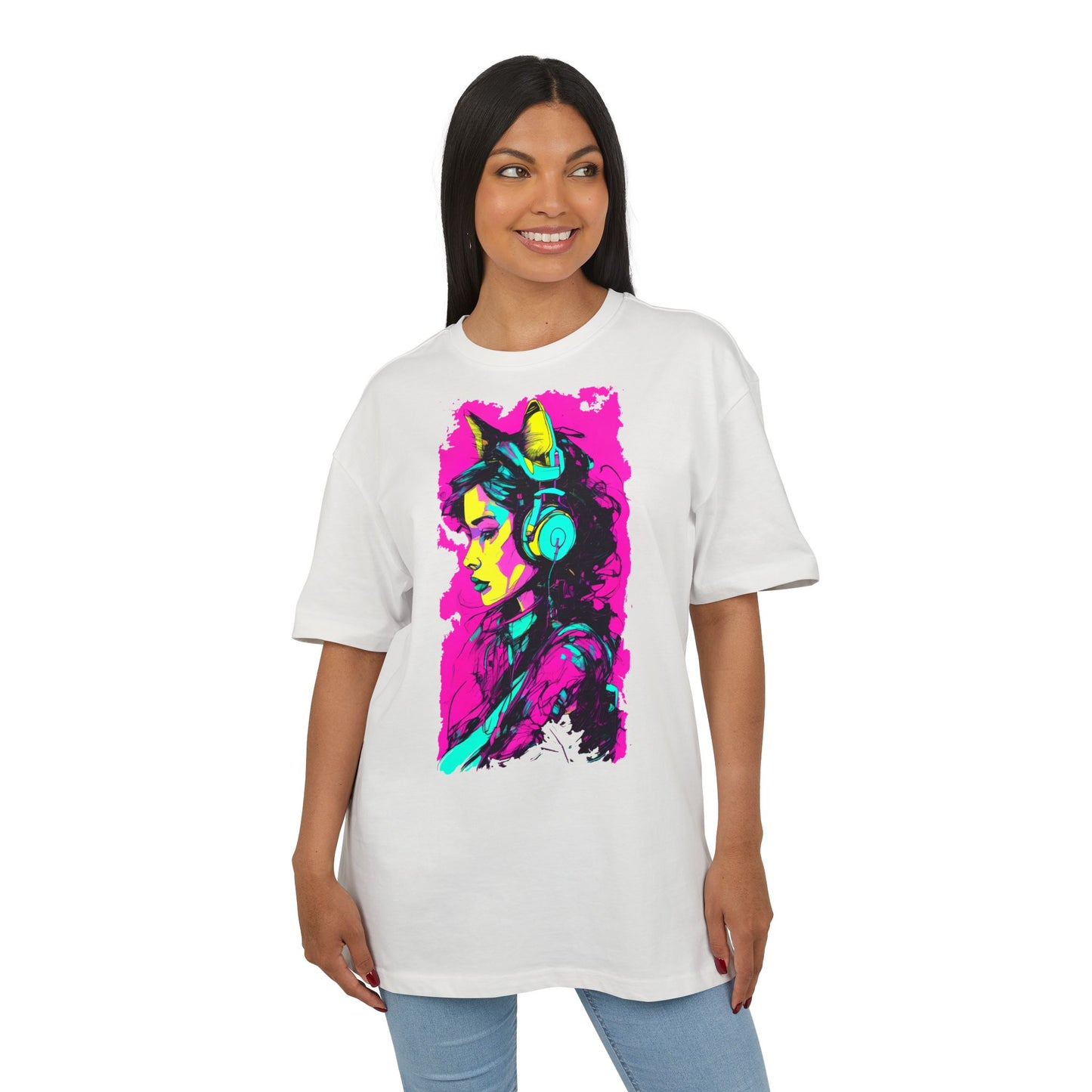 Vibrant Music Lover's Tee, Unisex Heavy Oversize Tee, Trendy Graphic Shirt, Colorful Art Top, Perfect for Festivals and Gifts