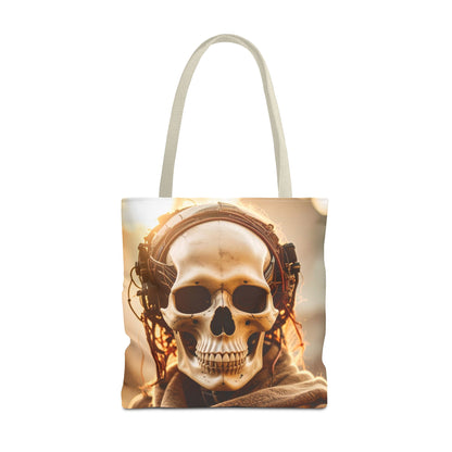 Skull Headphones Tote Bag | Unique Shopping Bag, Gothic Fashion, Music Lover Gift, Festival Accessory, Halloween Decor