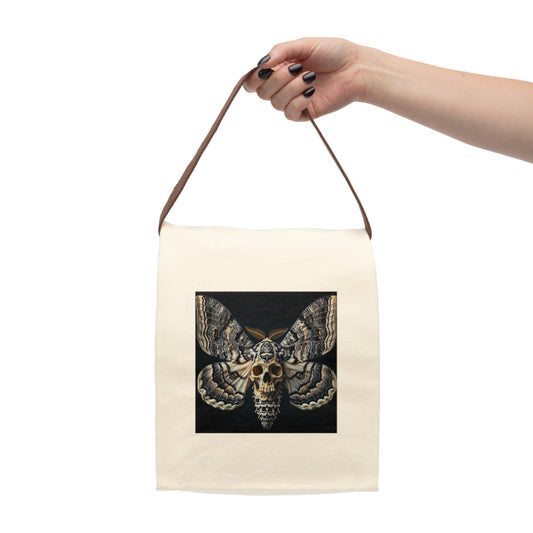 Skull Moth Lunch Bag - Gothic Tote, Eco-Friendly Lunchbox, Unique Gift for Her, Perfect for School or Work