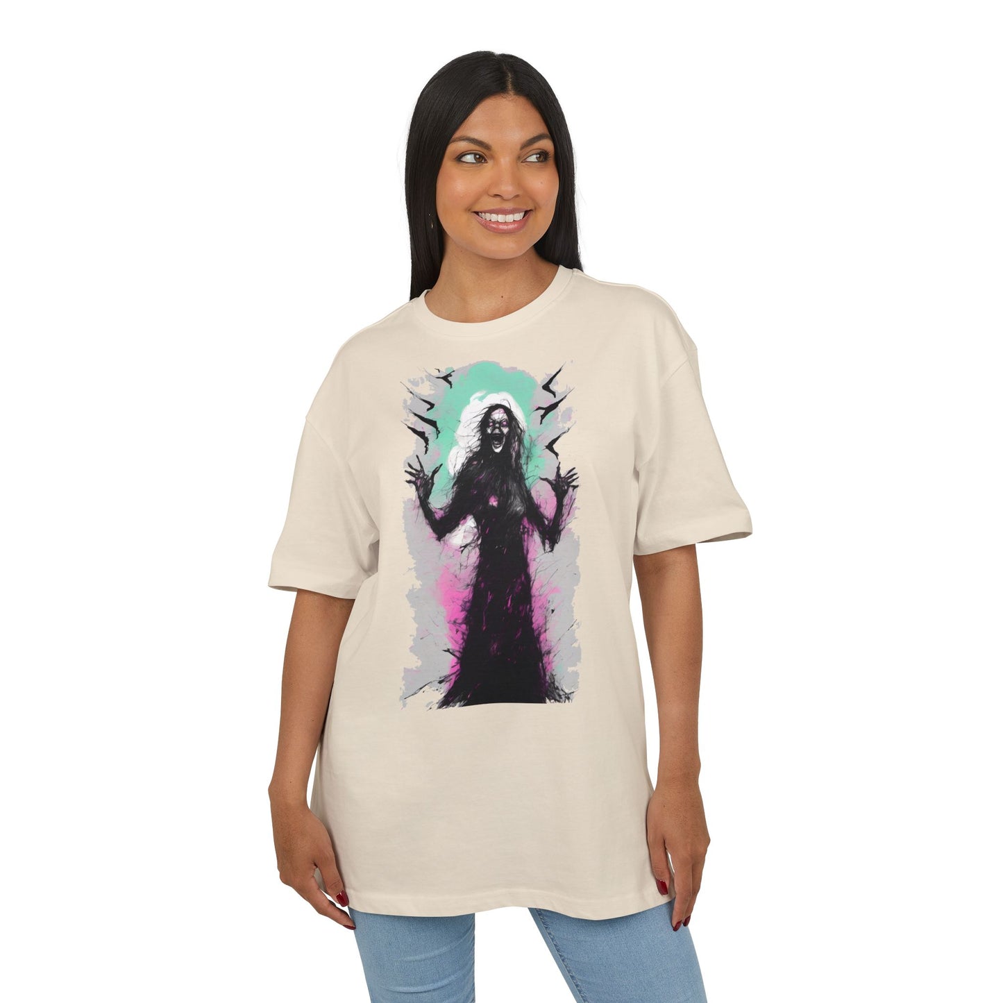 Spooky Witch Oversize Tee - Halloween Shirt, Graphic Tee for Festivals, Trendy Streetwear, Gift for Witch Lovers, Unisex Apparel