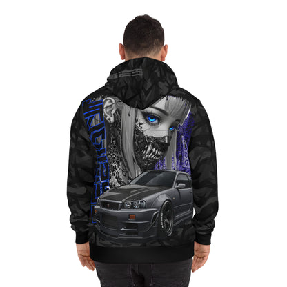Edgy Urban Graphic Hoodie, Unisex Streetwear, Gift for Car Lovers, Festival Wear, Trendy Layering Piece