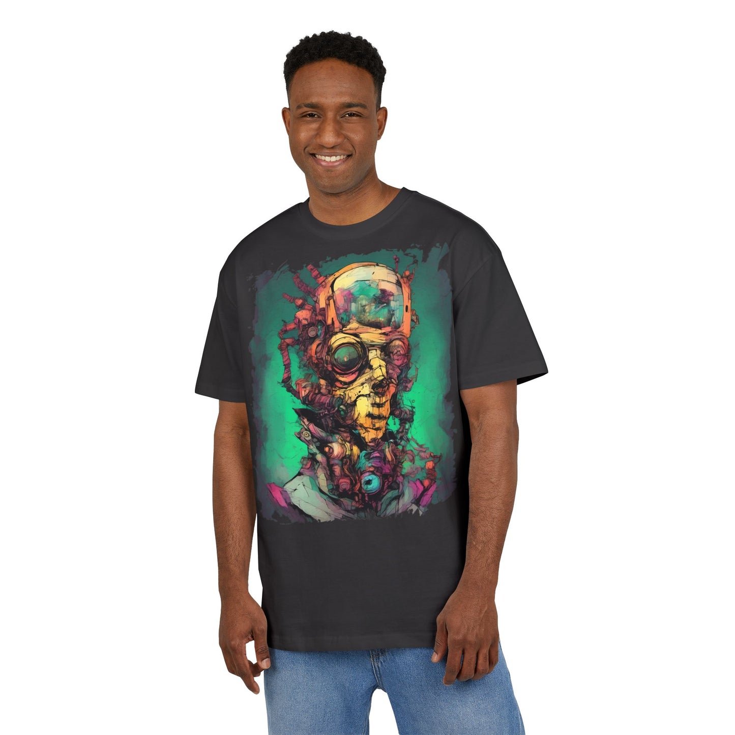 Artistic Oversize Tee Featuring Abstract Portrait, Unisex T-Shirt, Cool Graphic Tee, Streetwear Style, Unique Gifts for Art Lovers