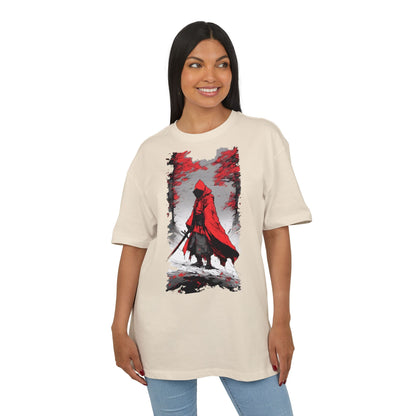 Stylish Unisex Heavy Oversize Tee - Red Hooded Figure Design, Graphic Tee, Casual Wear, Streetwear, Gifts for Men and Women