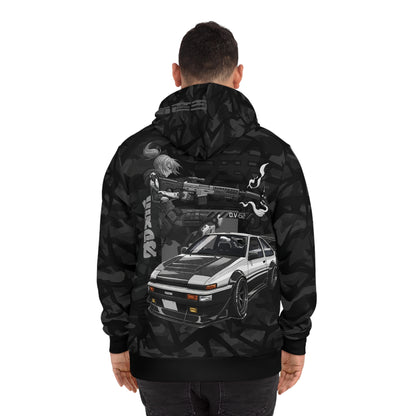 Urban Streetwear Hoodie, Graphic Pullover, Car Lovers Gift, Retro Style, Black Fashion, All Over Print