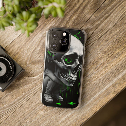 Edgy Skull Phone Case - Magnetic Clear Impact Cases, Unique Phone Cover, Goth Accessory, Halloween Gift, Stylish Tech Protection