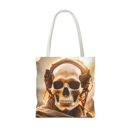 Skull Headphones Tote Bag | Unique Shopping Bag, Gothic Fashion, Music Lover Gift, Festival Accessory, Halloween Decor
