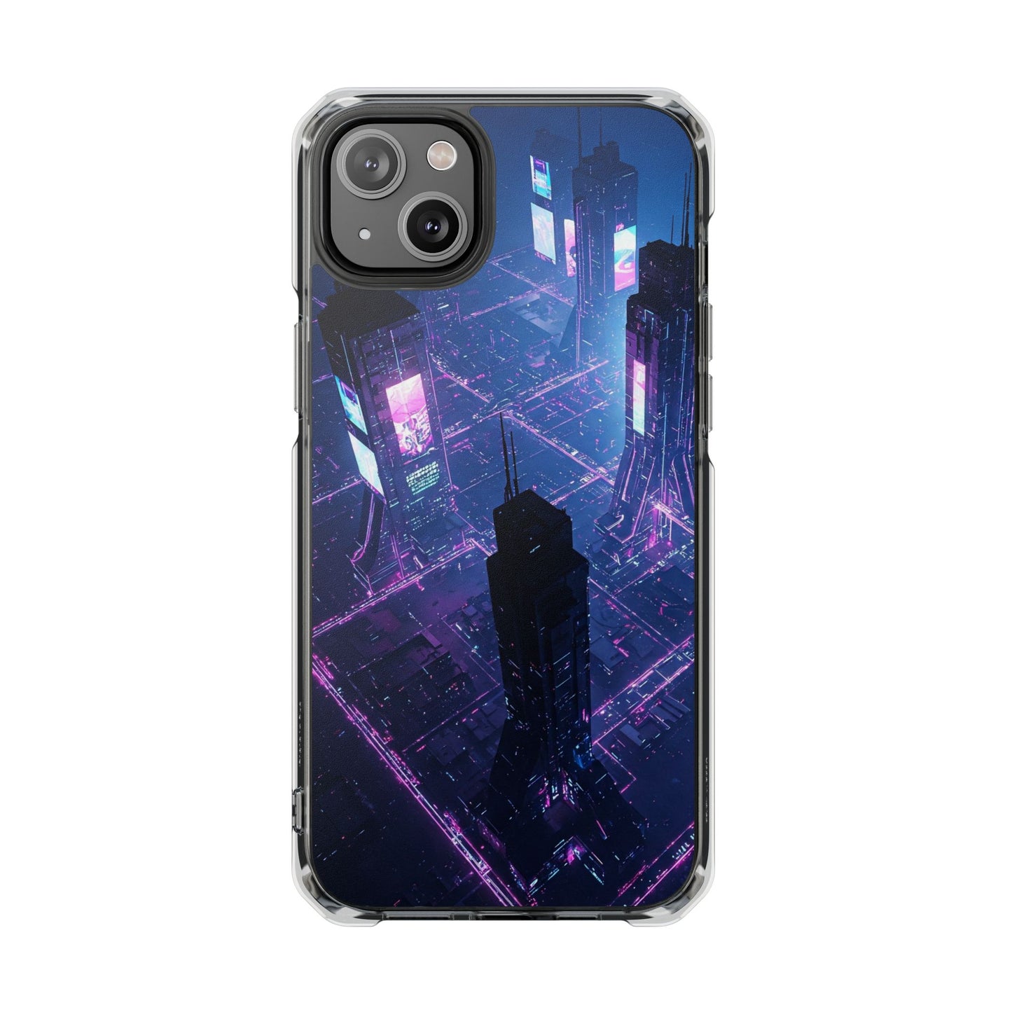 Futuristic Cityscape Phone Case, Customizable Clear Impact Case, Gift for Tech Lovers, Unique Phone Accessory, Aesthetic Cell Phone Cover