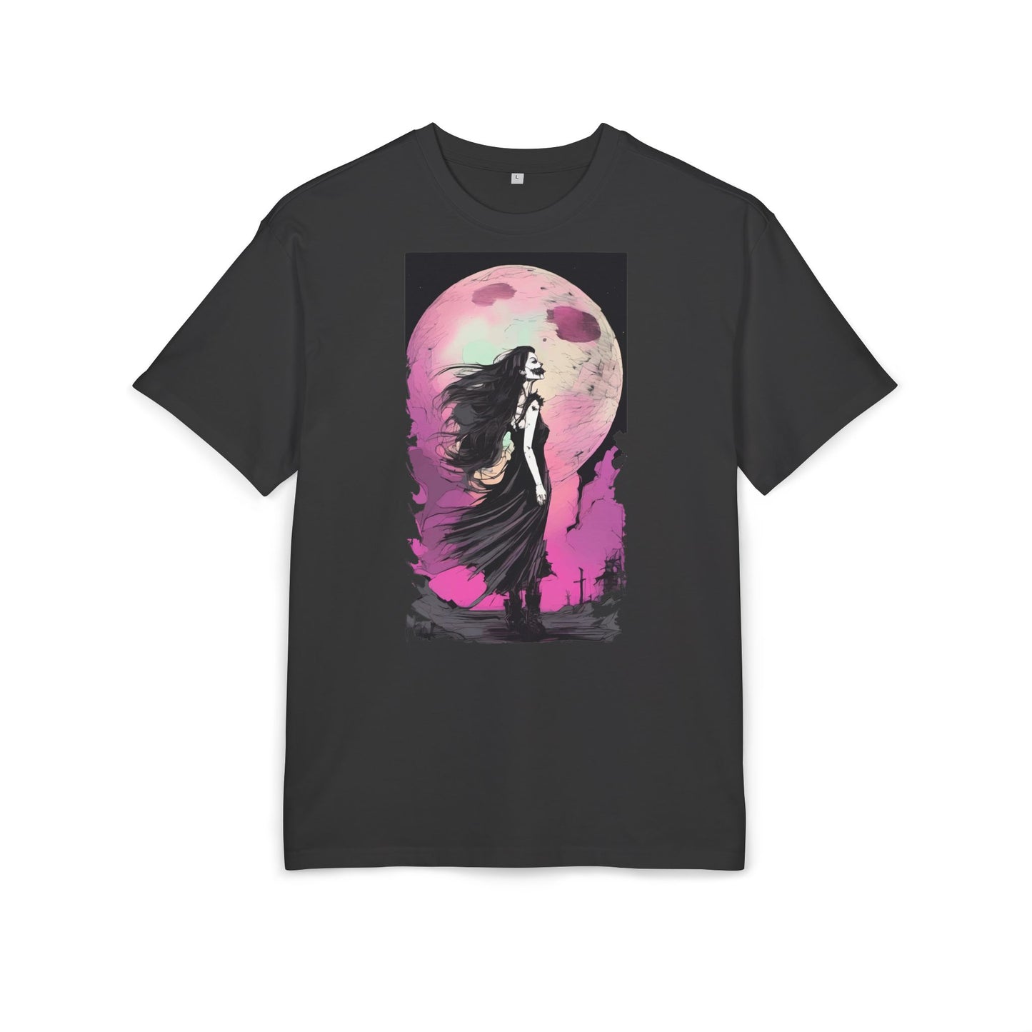 Unisex Heavy Oversize Tee with Moonlit Design, Graphic Tee for Night Lovers, Alternative Fashion, Halloween Shirt, Gift for Her