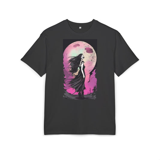 Unisex Heavy Oversize Tee with Moonlit Design, Graphic Tee for Night Lovers, Alternative Fashion, Halloween Shirt, Gift for Her