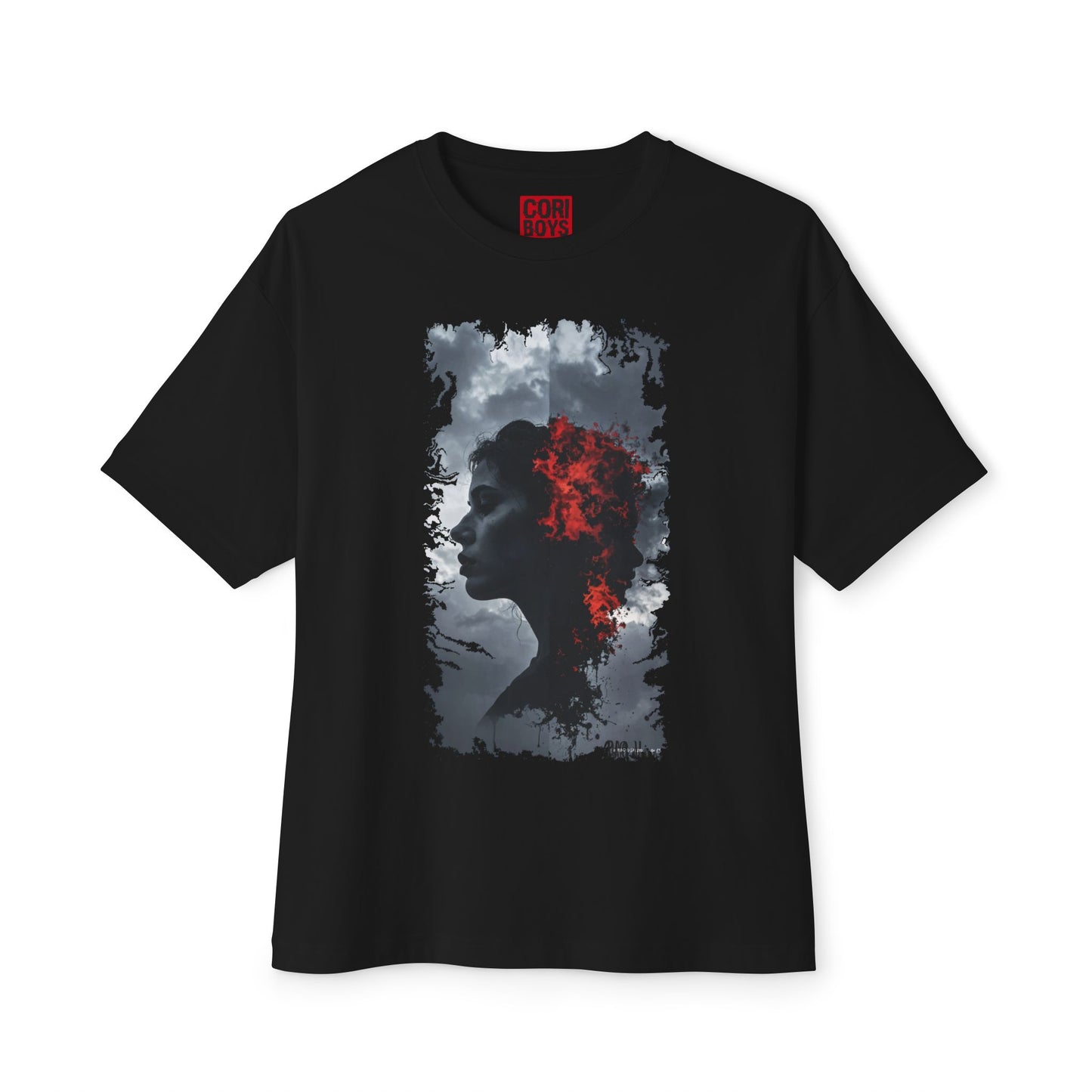 Stylish Oversized Boxy Tee with Artistic Profile Design, Casual Streetwear, Graphic T-shirt, Gift for Art Lovers, Everyday Comfort