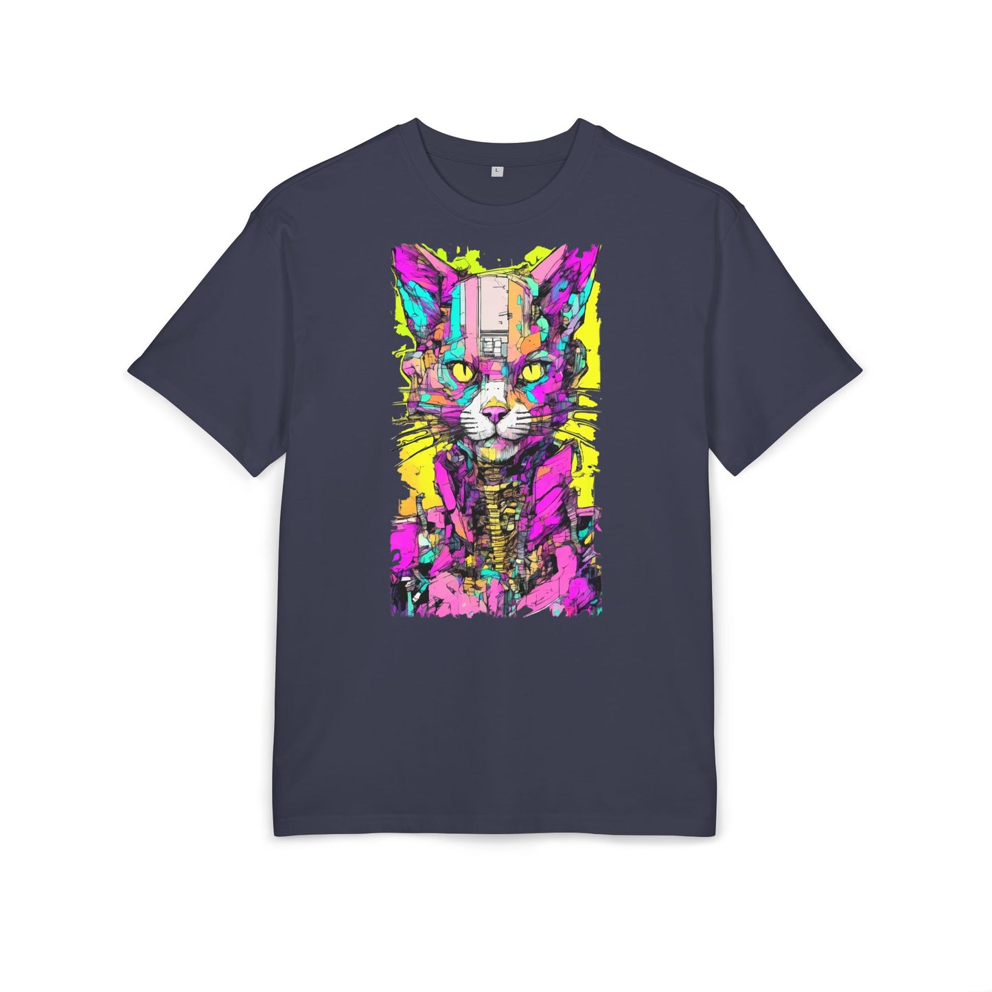 Colorful Cat Graphic Tee, Unisex Heavy Oversize T-Shirt, Funky Cat Art Shirt, Gift for Cat Lovers, Unique Casual Wear