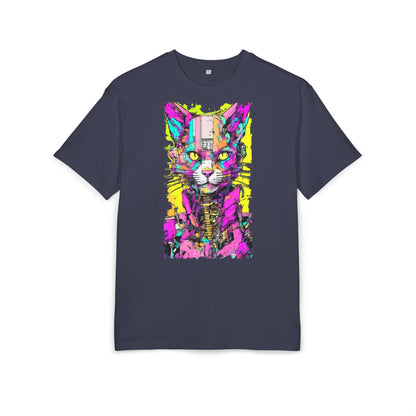 Colorful Cat Graphic Tee, Unisex Heavy Oversize T-Shirt, Funky Cat Art Shirt, Gift for Cat Lovers, Unique Casual Wear