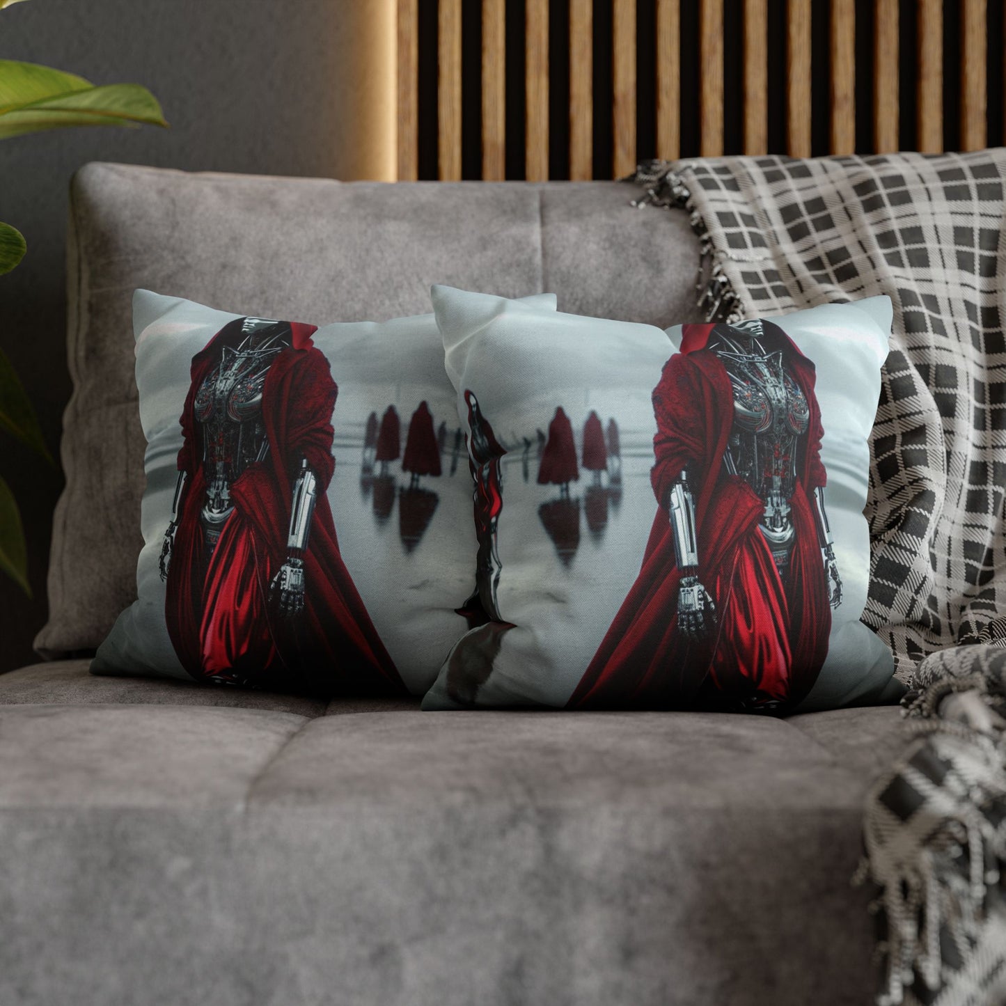 Futuristic Robot Art Pillowcase, Decorative Cushion Cover, Modern Home Decor, Gift for Sci-Fi Lovers, Unique Throw Pillow