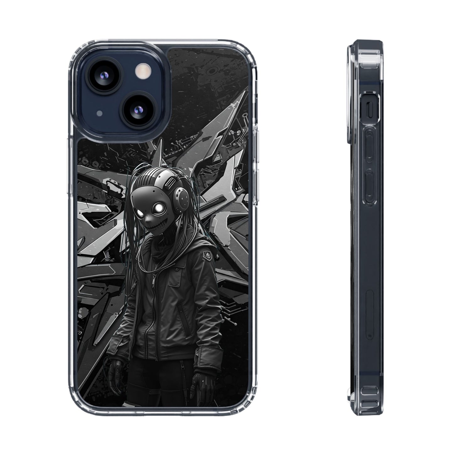 Anime-Inspired Clear Phone Case - Edgy Streetwear Style
