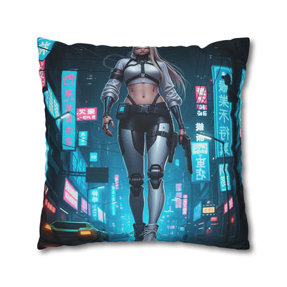 Futuristic Cyberpunk Pillowcase, Cozy Home Decor, Modern Sofa Cushion, Unique Gift for Gamers, Bedroom Accent