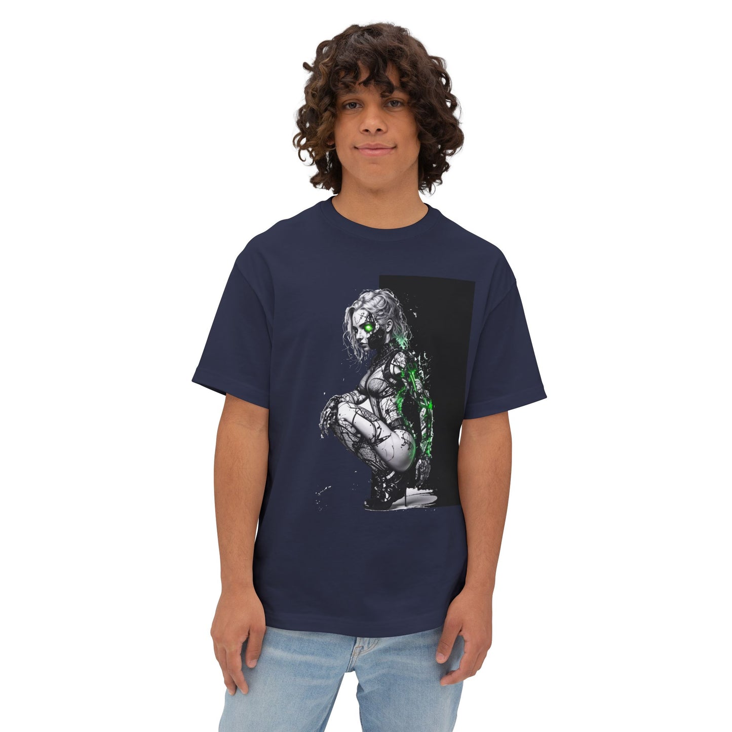 Cyberpunk-Inspired Unisex Oversized Tee, Streetwear T-Shirt, Graphic Tee for Art Lovers, Casual Wear, Unique Gift