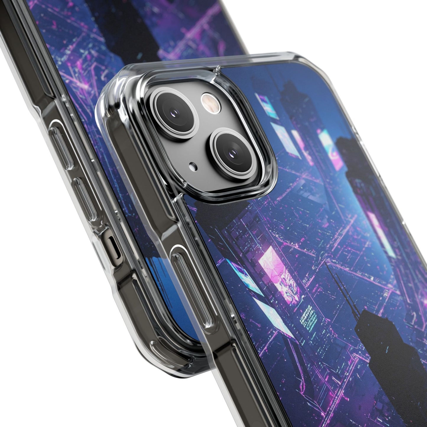 Futuristic Cityscape Phone Case, Customizable Clear Impact Case, Gift for Tech Lovers, Unique Phone Accessory, Aesthetic Cell Phone Cover